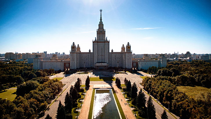gray concrete building, Moscow, Russia, Moscow state University