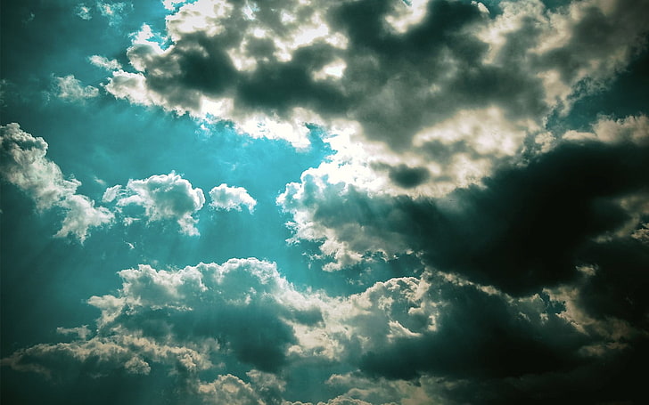 cumulus clouds, sky, nature, sun rays, cloud - sky, beauty in nature, HD wallpaper