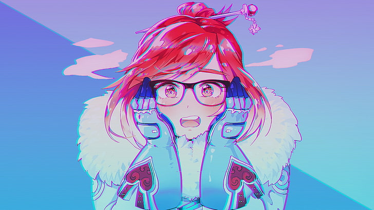female anime character illustration, Mei, Overwatch Anniversary