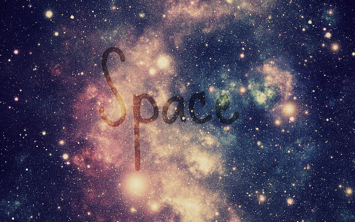 galaxy with space text overla, nebula, stars, night, star - space, HD wallpaper