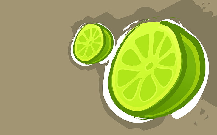 two sliced green lemons vector art, lime, bright, food, illustration, HD wallpaper