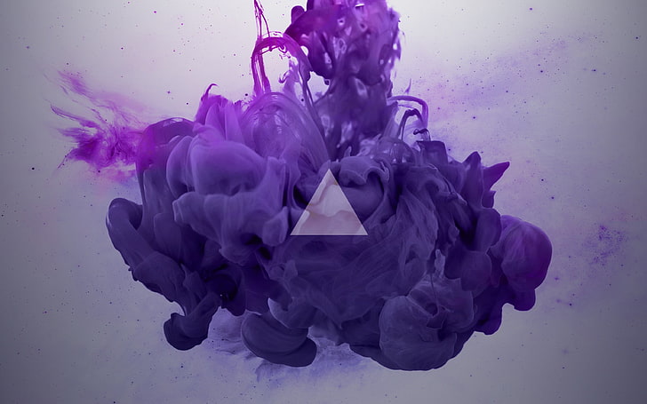 purple smoke digital wallpaper, triangle, violet, studio shot, HD wallpaper