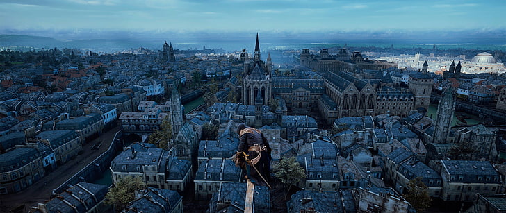 aerial photography of high rise buildings, Assassin's Creed:  Unity