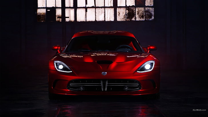 red sports car, Dodge Viper, red cars, vehicle, motor vehicle