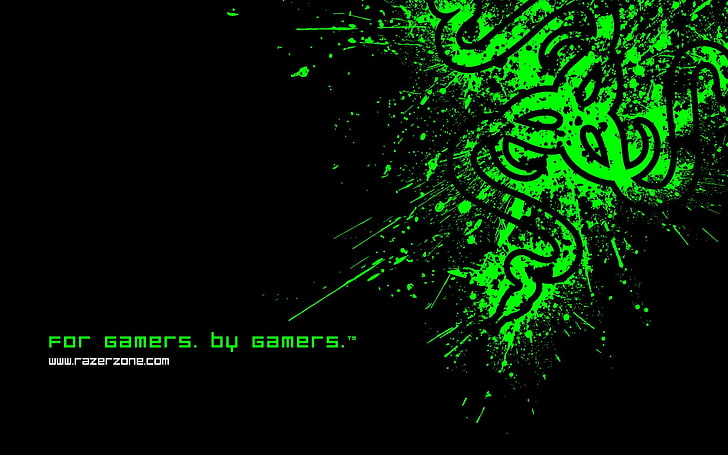 Razer, PC gaming, video games, illuminated, night, green color, HD wallpaper