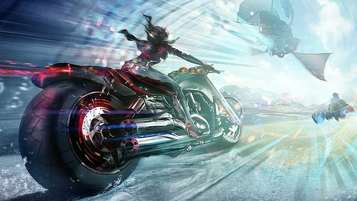 Digital Art, Science Fiction, Futuristic, Motorcycle, HD wallpaper