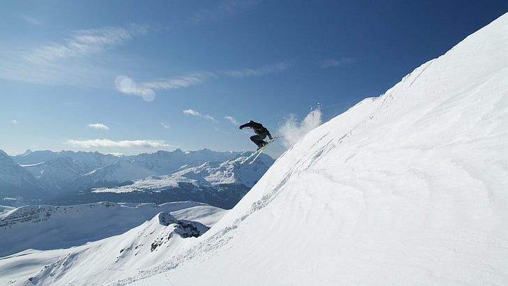 Wintersports Skiing Steep HD, hill, snow, HD wallpaper