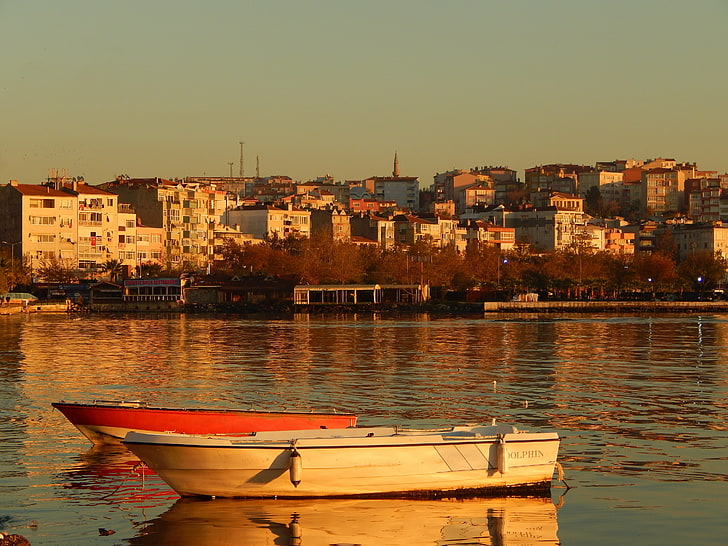 Turkey, silivri, sea, group of people, cityscape, boat, nautical vessel, HD wallpaper