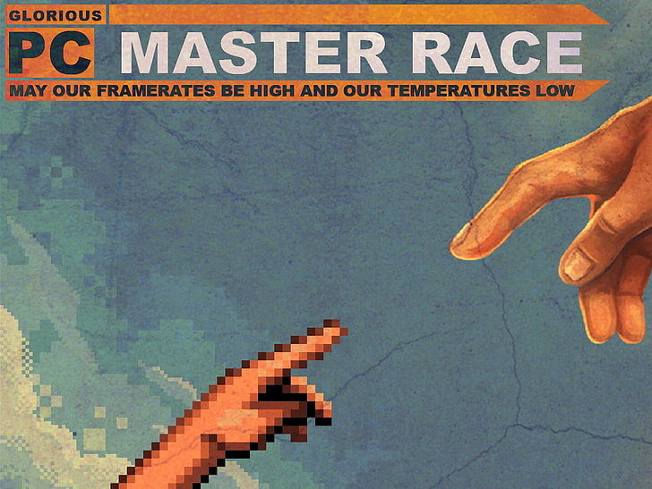 Master Race logo, PC gaming, aha gaming, human hand, human body part