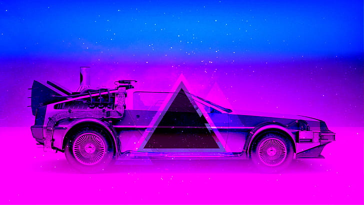 Auto, Music, Neon, Machine, Triangle, DeLorean DMC-12, Electronic, HD wallpaper
