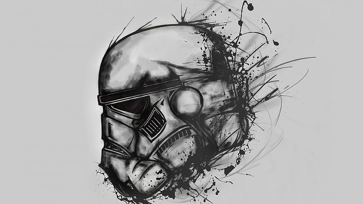 Star Wars Storm Trooper painting, stormtrooper, drawing, studio shot