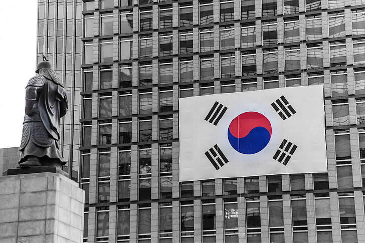 South Korea, flag, Asian, Korean, Taegeukgi, building exterior, HD wallpaper
