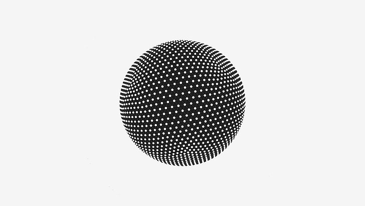 round black and gray dot illustration, geometry, minimalism, monochrome