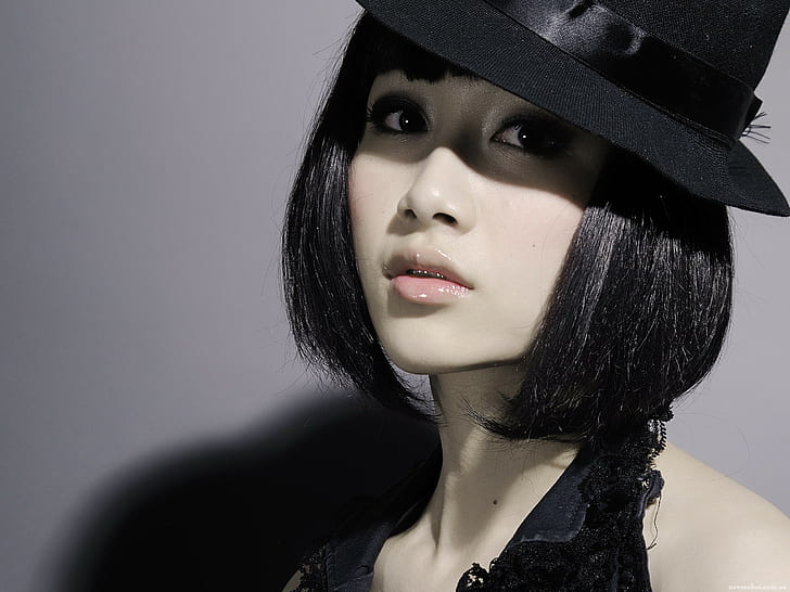 Hd Wallpaper Asian Women Face Black Hair Funny Hats Short