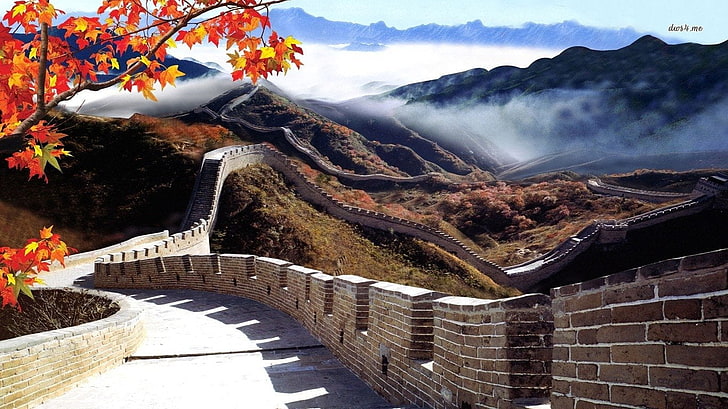 Monuments, Great Wall of China, mountain, architecture, beauty in nature, HD wallpaper