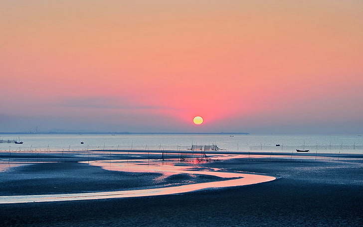 body of water, Ubuntu, sea, sky, sunset, horizon over water, beauty in nature, HD wallpaper