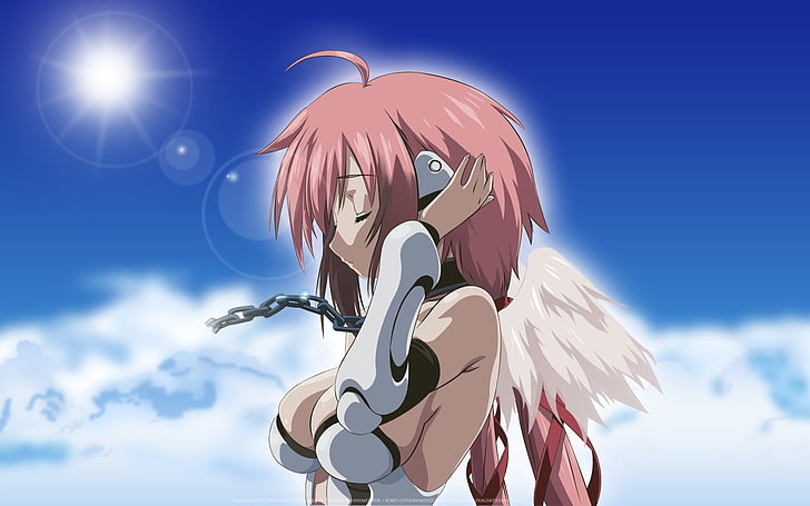 female anime character with wings wallpaper, Sora No Otoshimono, HD wallpaper