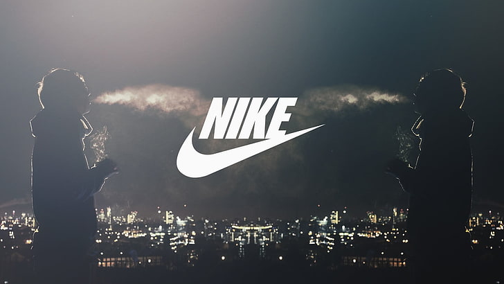 Nike digital wallpaper, smoking, night, standing, sky, one person, HD wallpaper