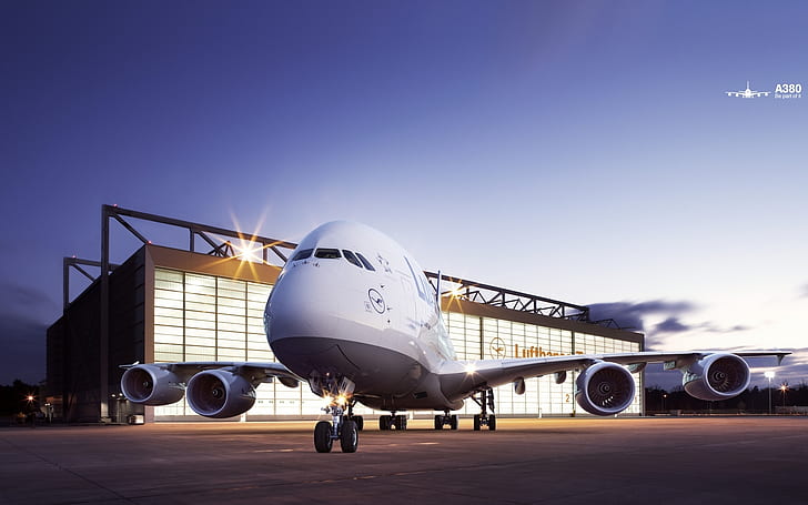 Lufthansa Airbus A380, aircraft, plane, airplane