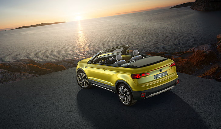 yellow, Volkswagen T-cross, Geneva Auto Show 2016, crossover, HD wallpaper