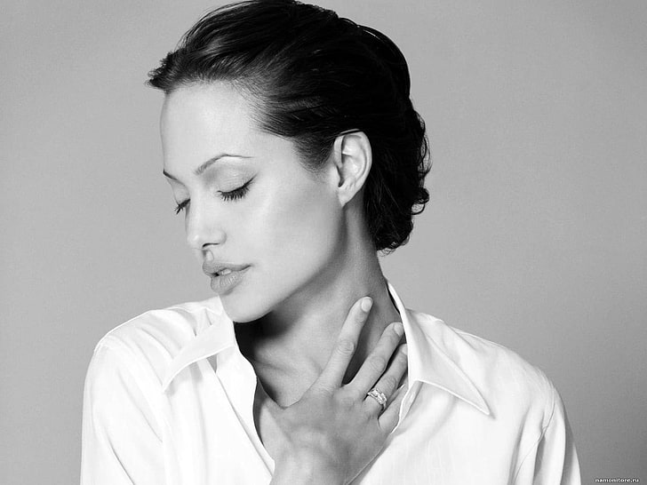 Angelina Jolie, studio shot, headshot, one person, indoors, portrait, HD wallpaper