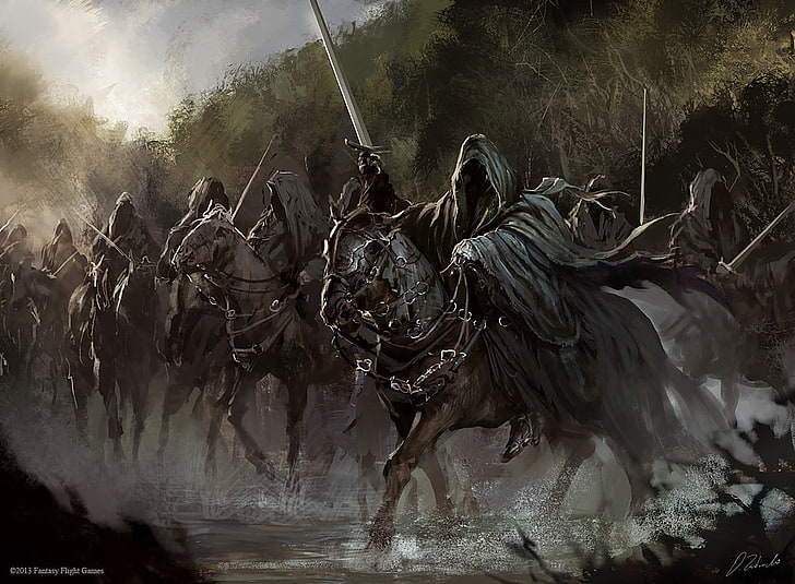 horsemen painting, The Lord of the Rings, Nazgûl, concept art, HD wallpaper