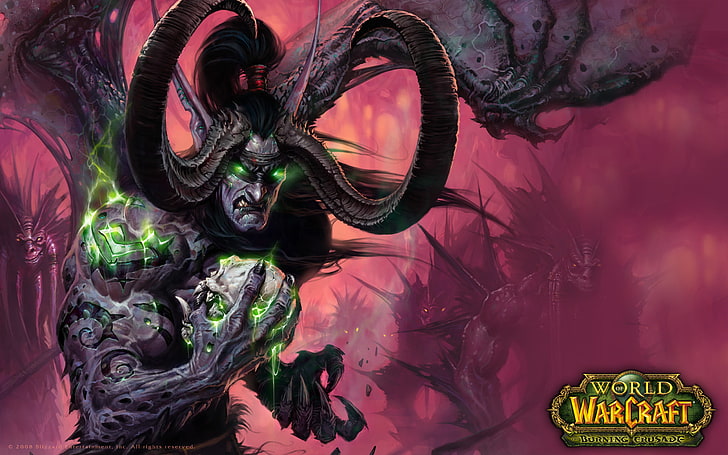 World of Warcraft game poster, skull, wow, ilidan, fantasy, abstract