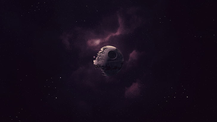 outer space illustration, Star Wars Death Star, artwork, purple, HD wallpaper
