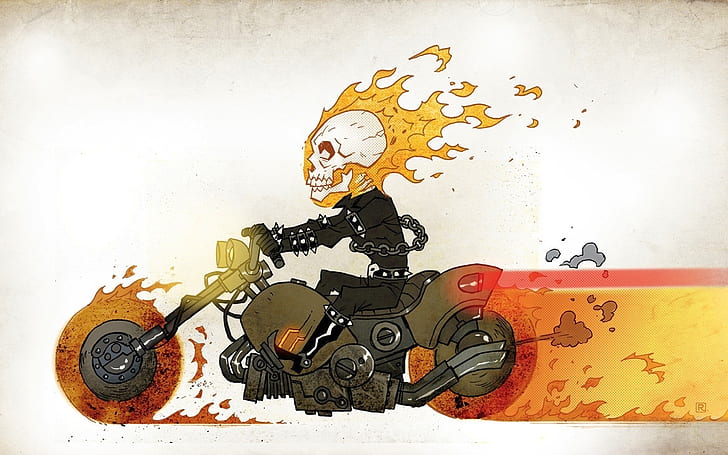 HD wallpaper: Ghost Rider Animated, funny, fire, skull, bike | Wallpaper  Flare