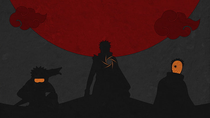 Naruto, Obito and Tobi silhouettes, Uchiha Obito, Naruto Shippuuden HD wallpaper