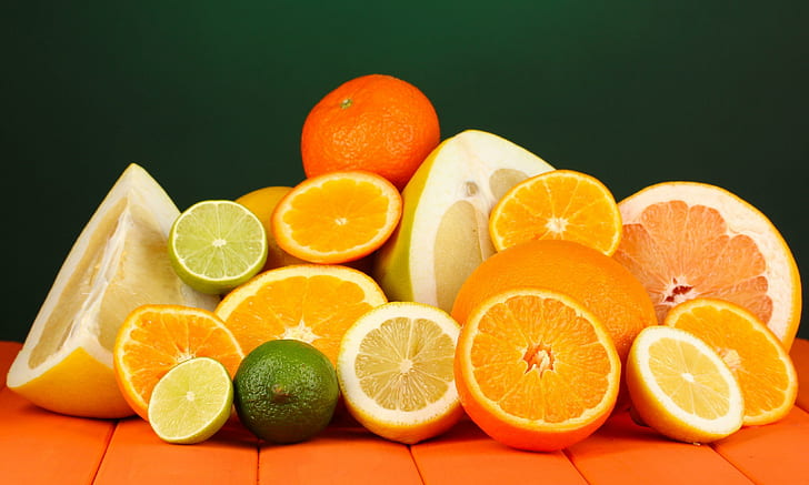 fruit, citrus, lemon, orange, lime, HD wallpaper