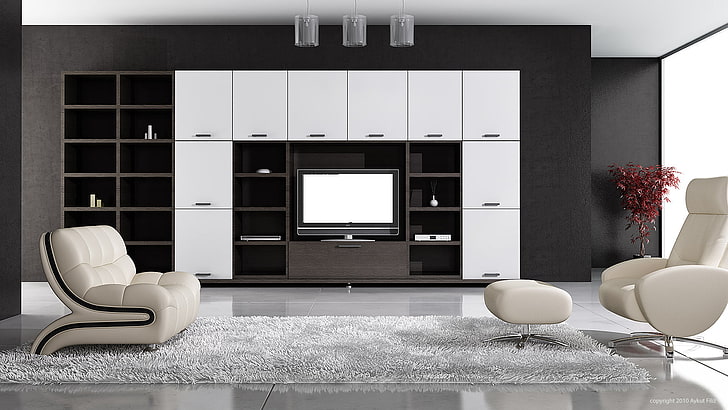 flat screen television, living rooms, interior design, indoors, HD wallpaper