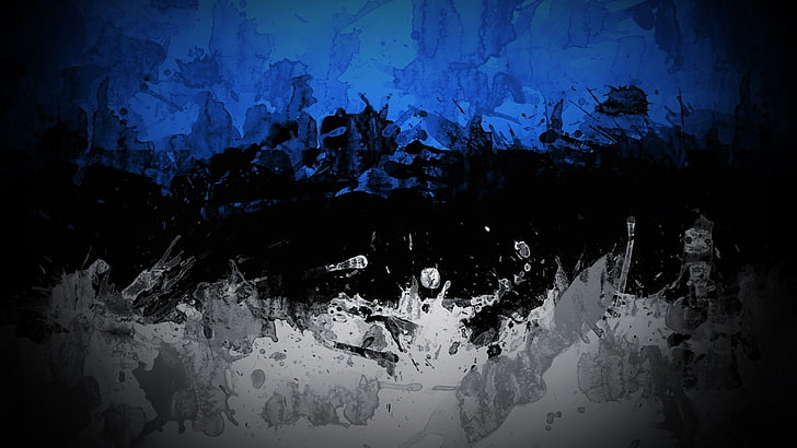 colorful, blue, white, dark, black, Estonia, abstract, HD wallpaper