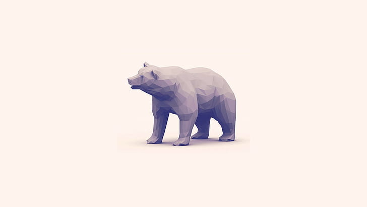 Polygon Art Abstract Bear White HD, digital/artwork