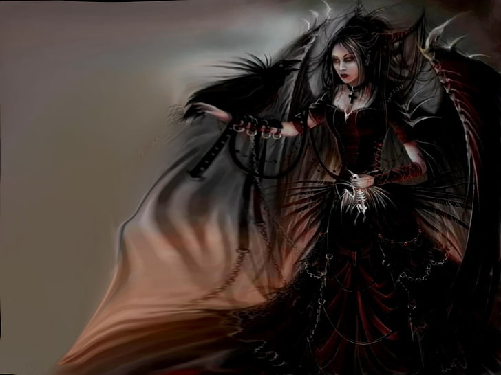 Dark, Angel, Girl, Gothic, Wings, Woman, HD wallpaper