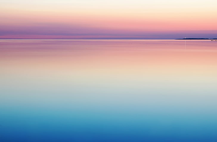 Ocean, Sunset, Calm, 5K, Seascape