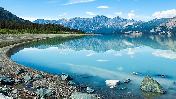 blue body of water, nature, Lake Yukón, Canada, landscape, calm waters, HD wallpaper