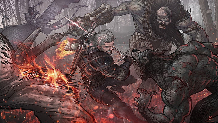 game illustration, The Witcher 3: Wild Hunt, Patrick Brown, nature, HD wallpaper