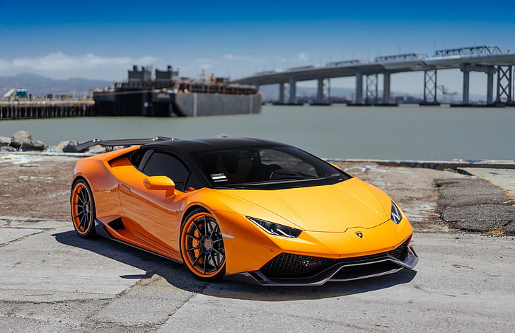 Lamborghini, Orange, VAG, Performante, Huracan, HD wallpaper