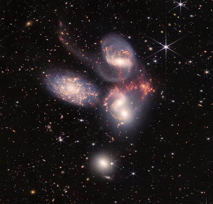James Webb Space Telescope, stars, galaxy, Stephan's Quintet, HD wallpaper