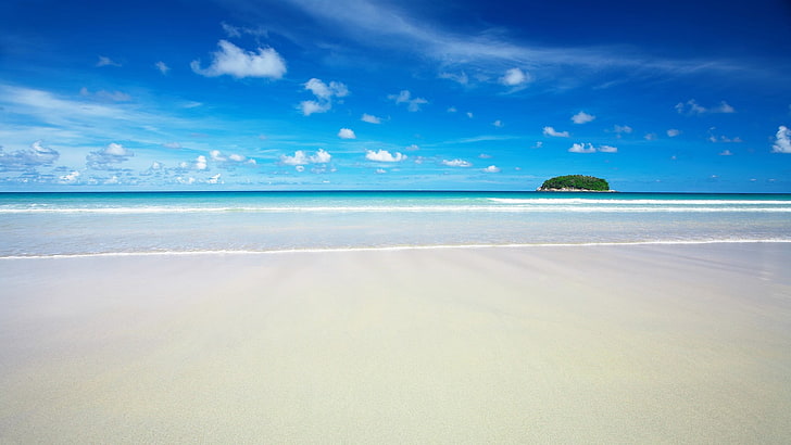 photo of seashore and sea, landscape, beach, nature, horizon, HD wallpaper