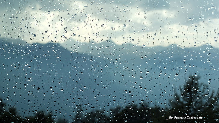 water dews, glass, drops, rain, moisture, blur, wet, window, glass - material