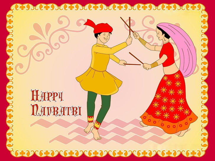 Dandiya Raas In Navratri, Happy Navratri advertisement, Festivals / Holidays, HD wallpaper