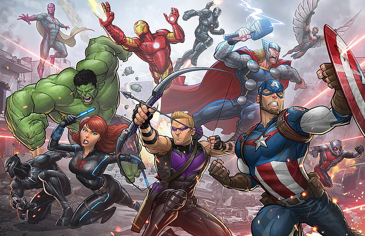 Marvel Avengers illustration, fiction, the film, Hulk, Iron man