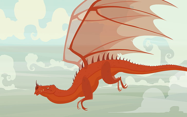 red dragon artwork, fantasy art, creature, art and craft, creativity, HD wallpaper