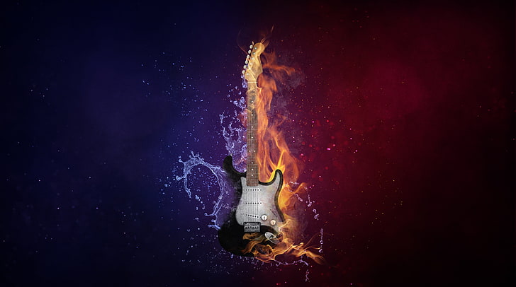 Electric Guitar, black electric guitar illustration, Music, Creative, HD wallpaper