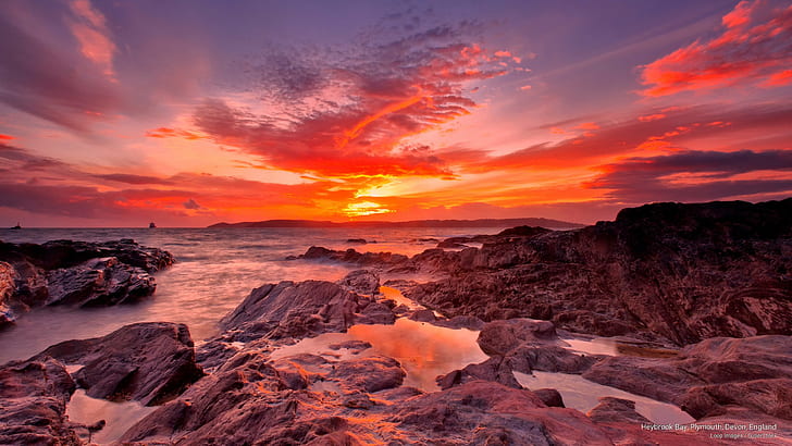 Heybrook Bay, Plymouth, Devon, England, Sunrises/Sunsets, HD wallpaper