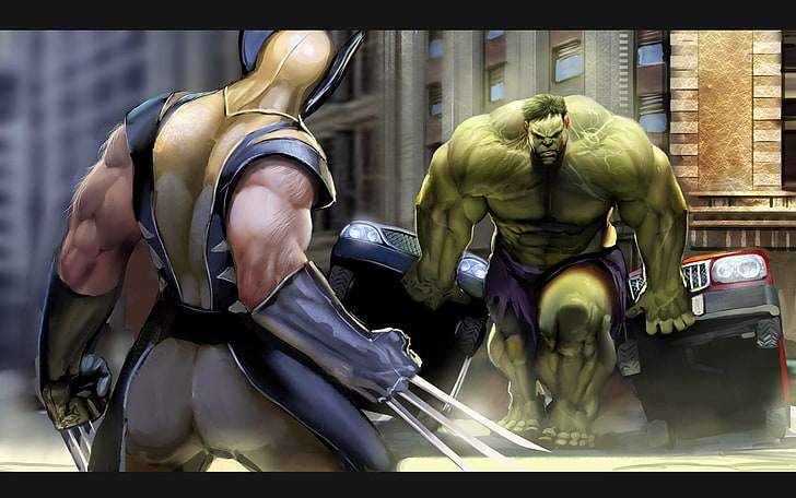 Wolverine and Hulk wallpaper, Marvel Comics, Nebezial, The Avengers