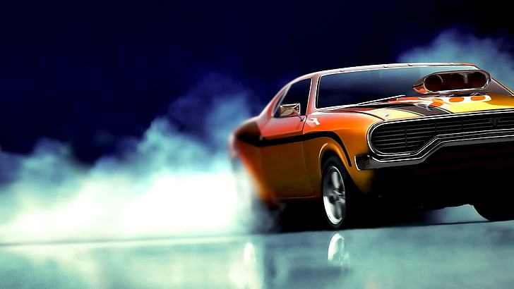 orange sports car, EA , Burnout Paradise, cyan, mode of transportation, HD wallpaper