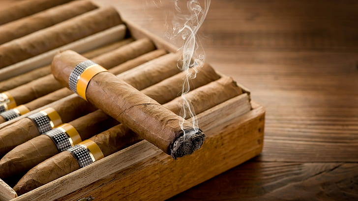 cigars, wood, smoking, smoke, Cohiba, HD wallpaper